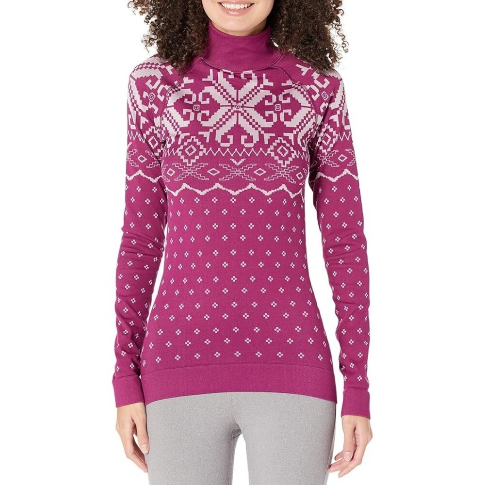Sweaty Betty Magenta Fair Isle Turtleneck